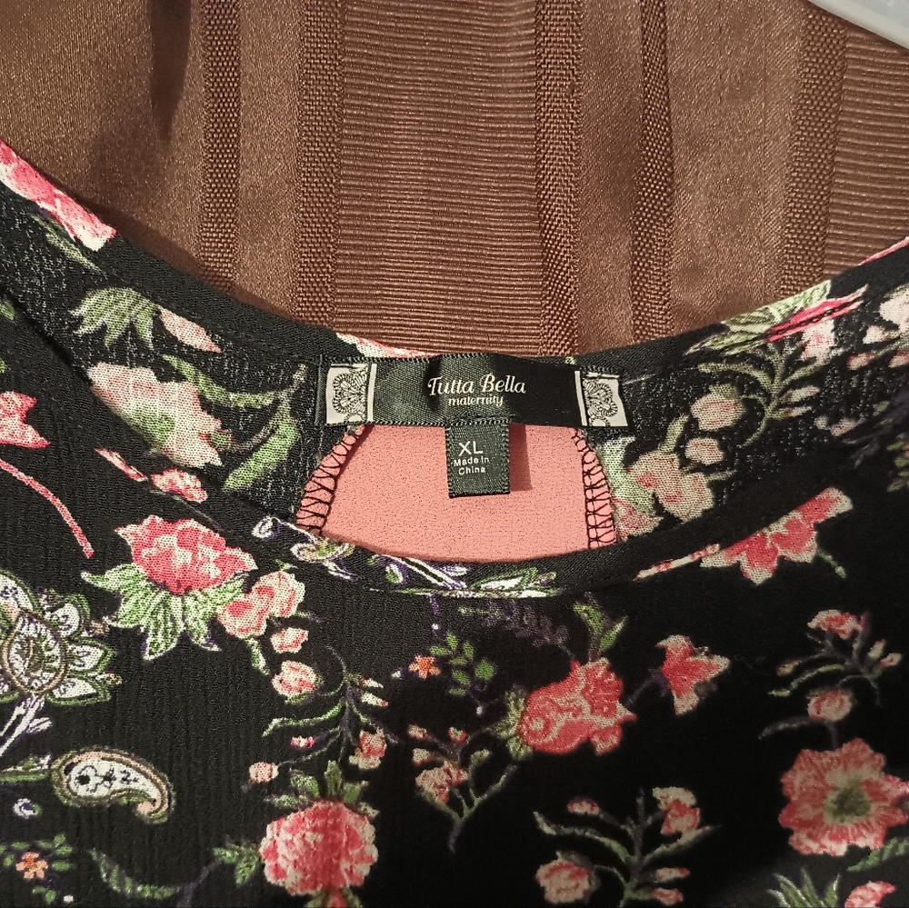 Maternity Black Floral Blouse